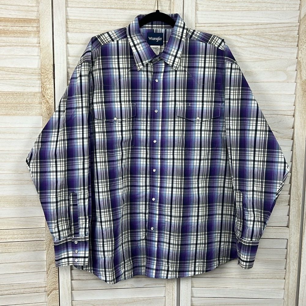 Wrangler Purple Plaid Snap-front Western Shirt XXL